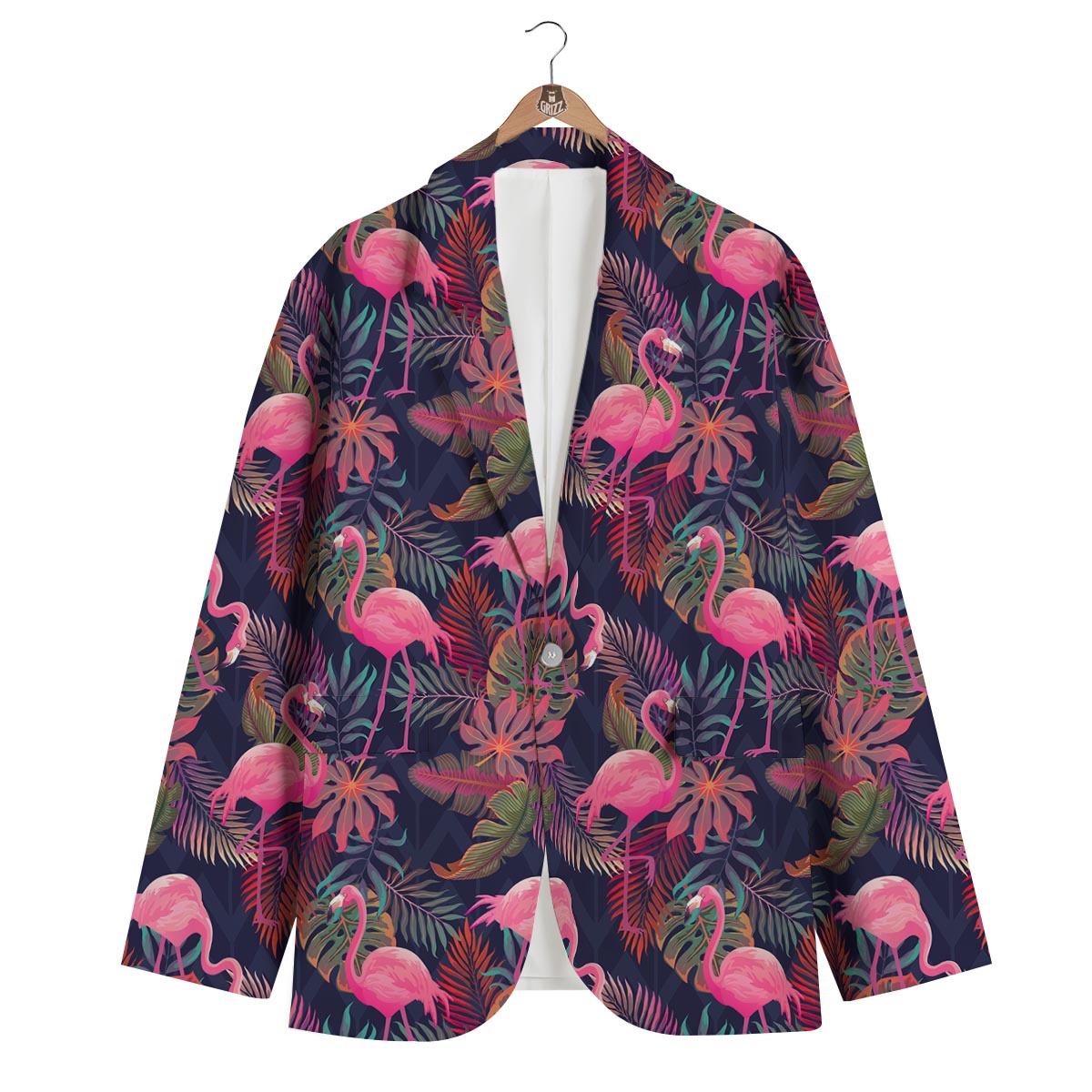 Tropical Flamingo Palm Leaves Hawaiian Floral Pattern Print Men's Blazer-grizzshop