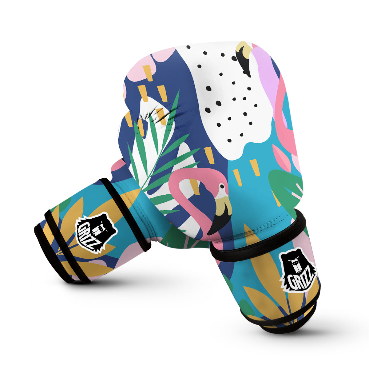 Tropical Flamingo Palm Leaves Hawaiian Pattern Print Boxing Gloves-grizzshop