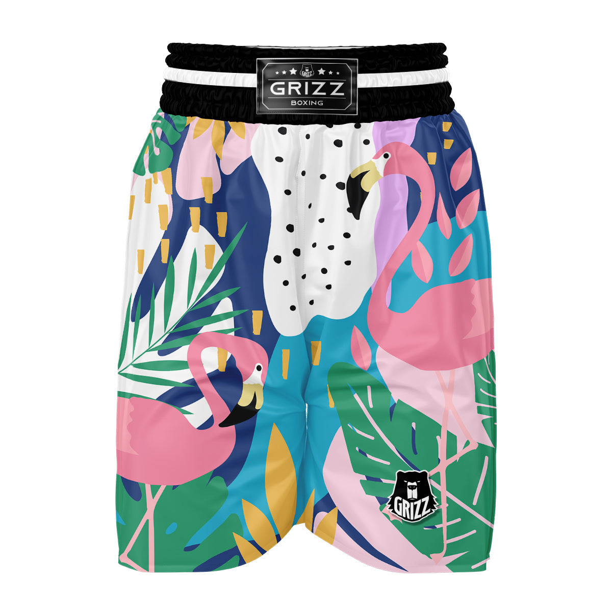 Tropical Flamingo Palm Leaves Hawaiian Pattern Print Boxing Shorts-grizzshop