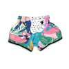 Tropical Flamingo Palm Leaves Hawaiian Pattern Print Muay Thai Boxing Shorts-grizzshop