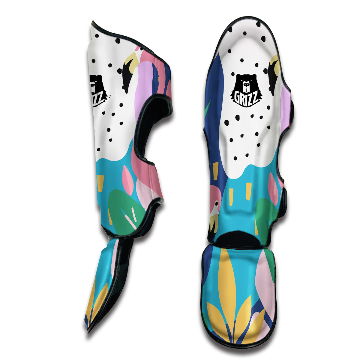 Tropical Flamingo Palm Leaves Hawaiian Pattern Print Muay Thai Shin Guards-grizzshop