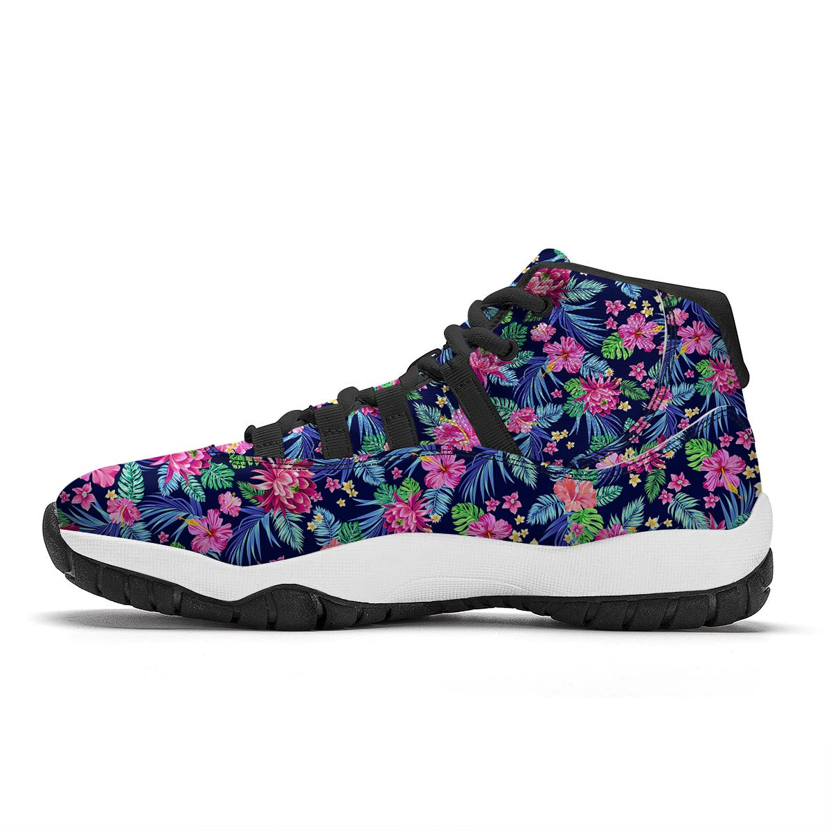 Tropical Floral Black Bball Shoes-grizzshop
