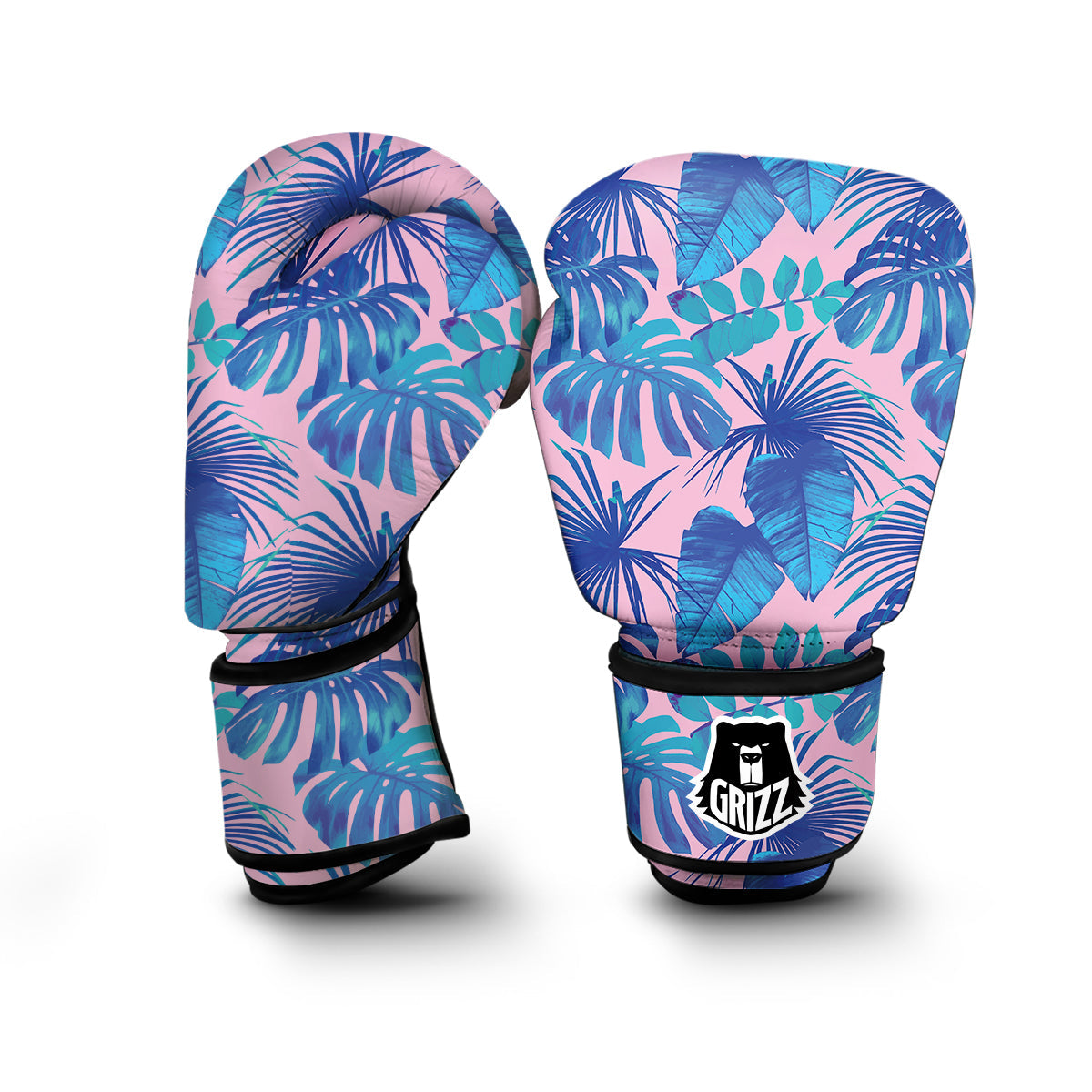 Tropical Floral Hawaiian Palm Leaves Pattern Print Boxing Gloves-grizzshop