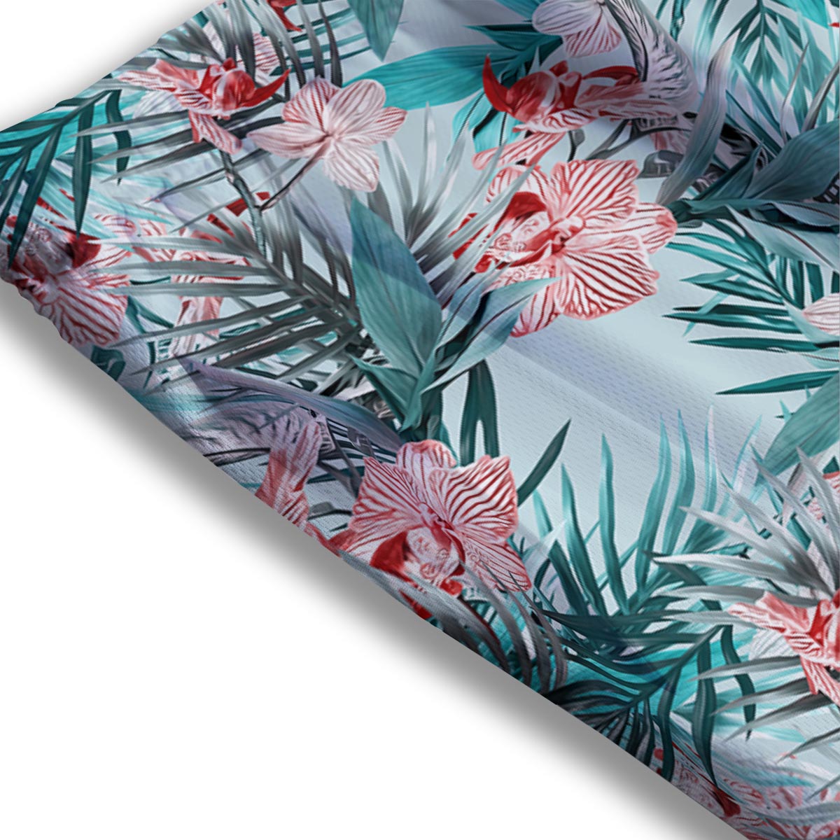 Tropical Floral Pink And Teal Print Pattern Mesh Shorts