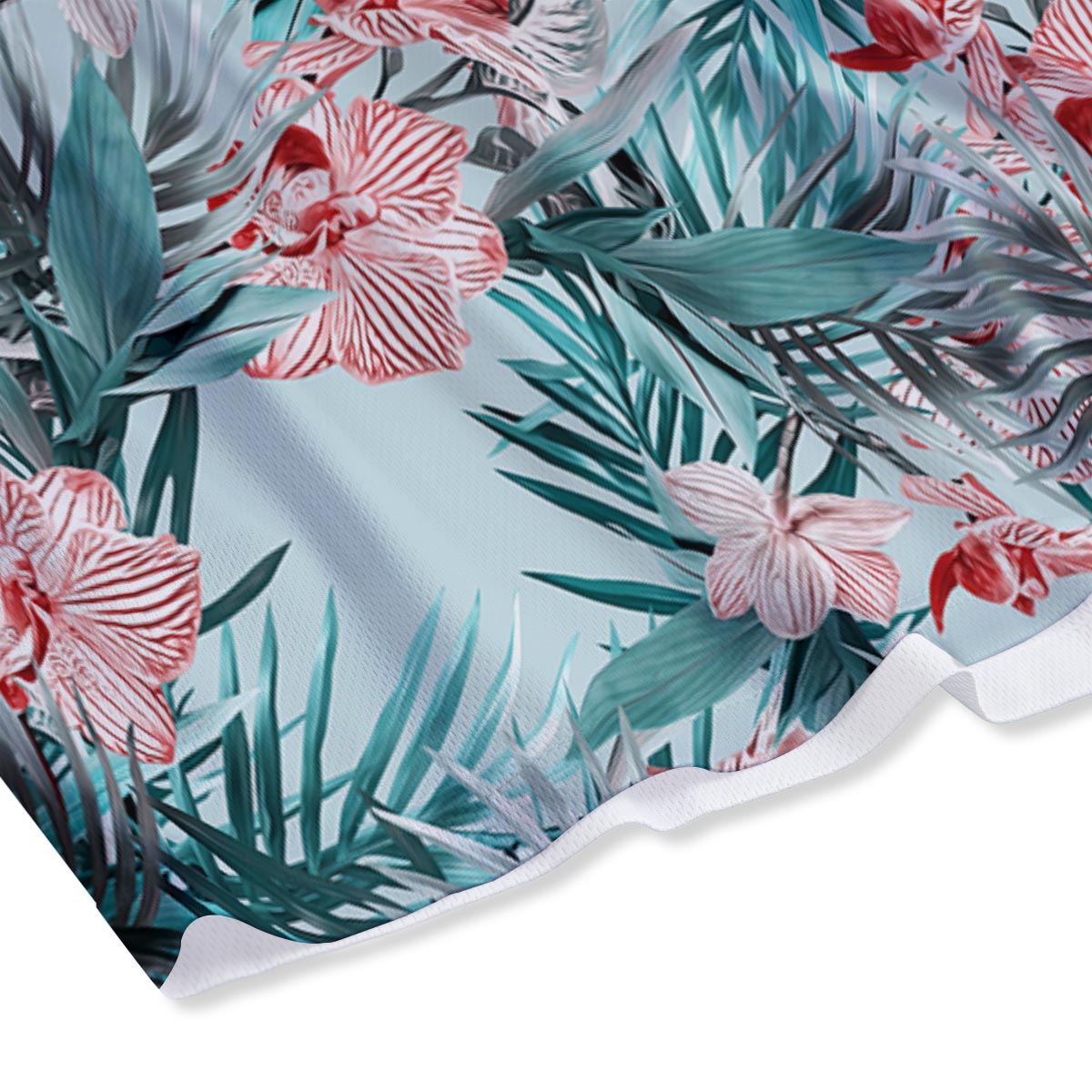 Tropical Floral Pink And Teal Print Pattern Mesh Shorts