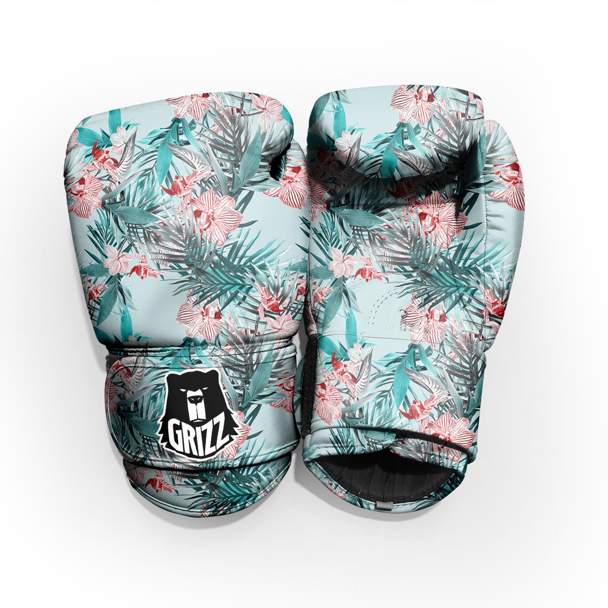 Tropical Floral Pink And Teal Print Pattern Sparring Gloves-grizzshop