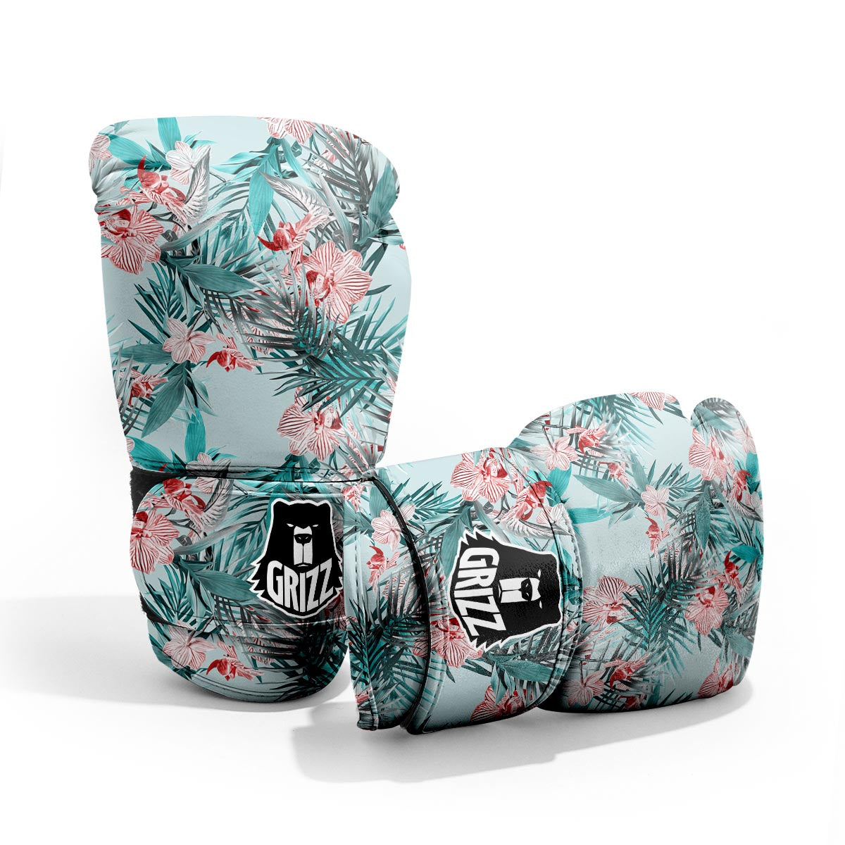 Tropical Floral Pink And Teal Print Pattern Sparring Gloves-grizzshop