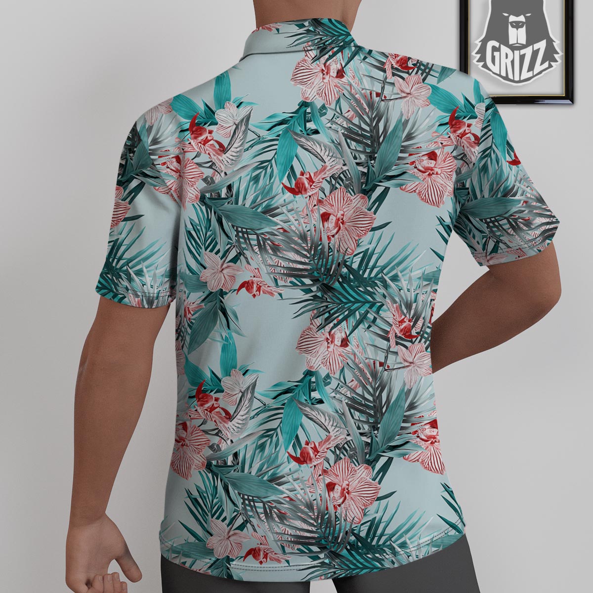 Tropical Floral Pink And Teal Print Pattern Untucked Shirts-grizzshop