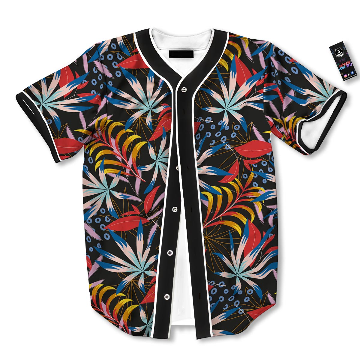 Tropical Floral Retro Hawaiian Print Pattern Baseball Jersey-grizzshop