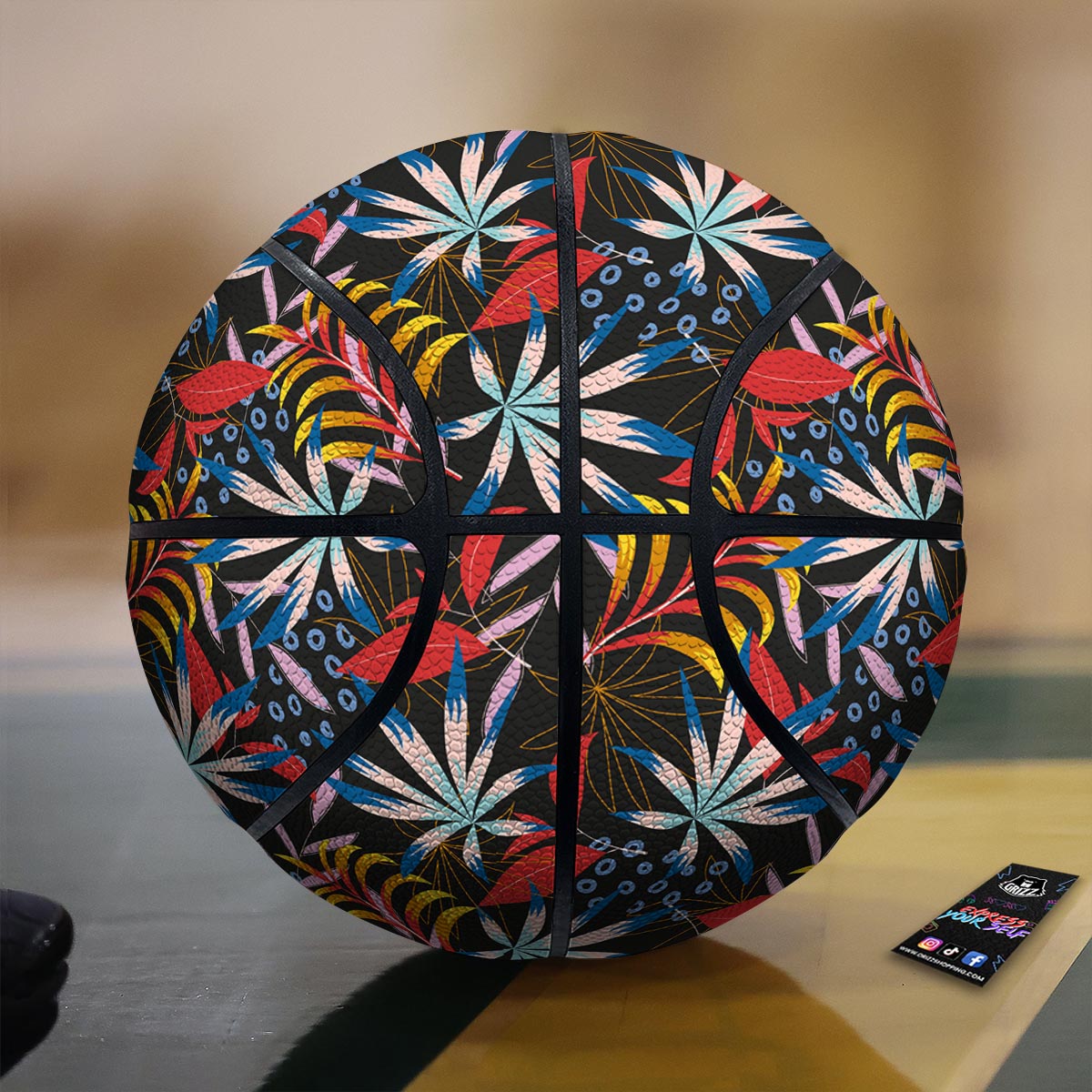 Tropical Floral Retro Hawaiian Print Pattern Basketball-grizzshop