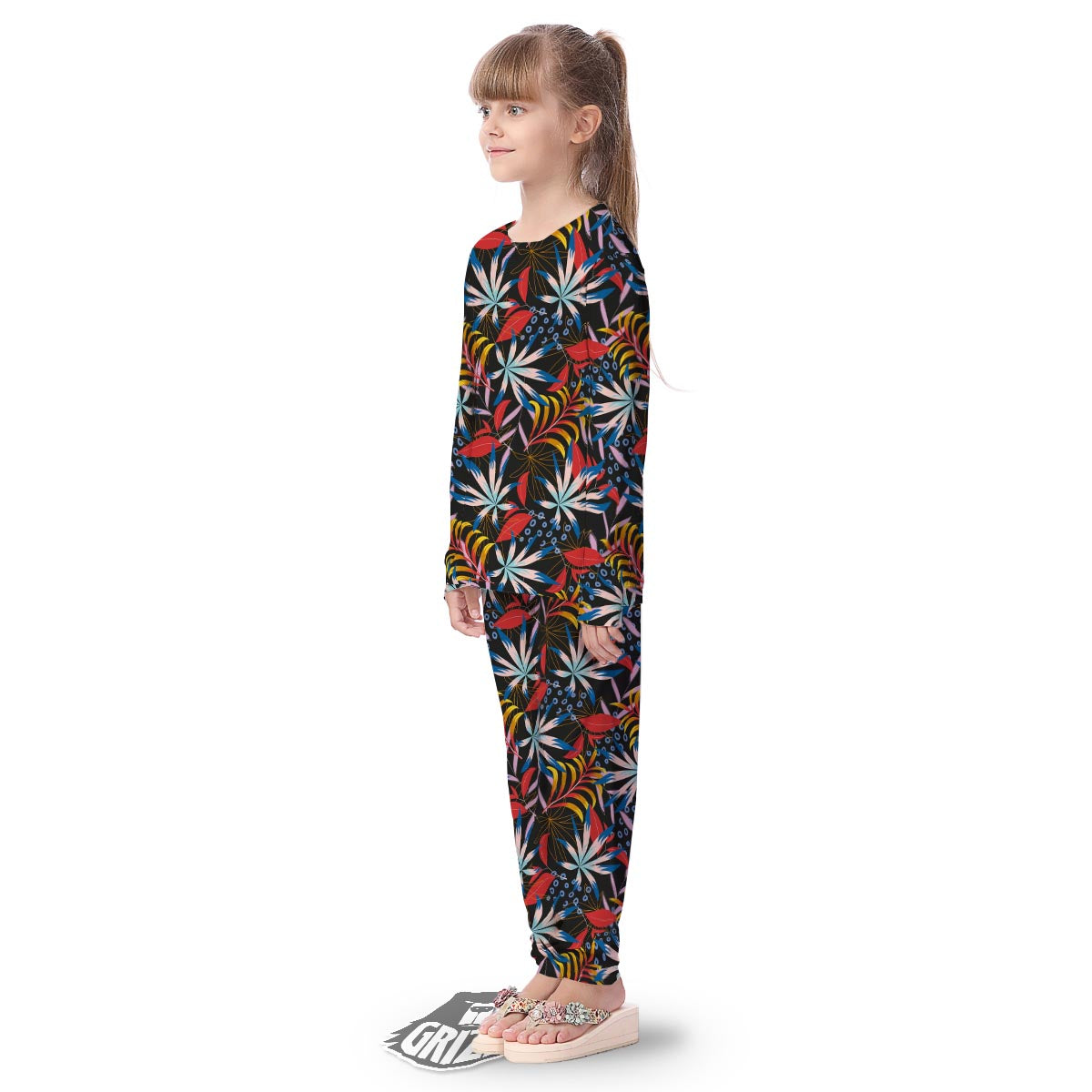 Tropical Floral Retro Hawaiian Print Pattern Kid's Pajamas-grizzshop