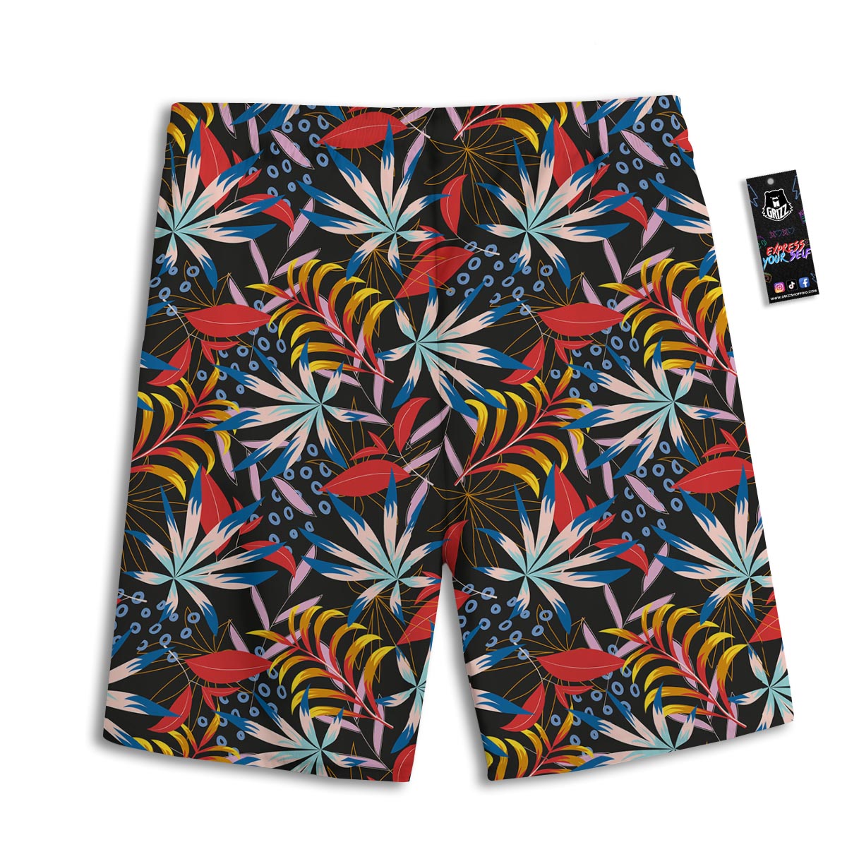 Tropical Floral Retro Hawaiian Print Pattern Men's Athletic Shorts