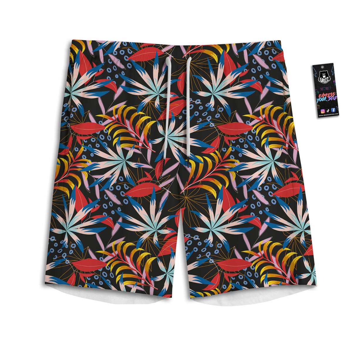 Tropical Floral Retro Hawaiian Print Pattern Men's Athletic Shorts