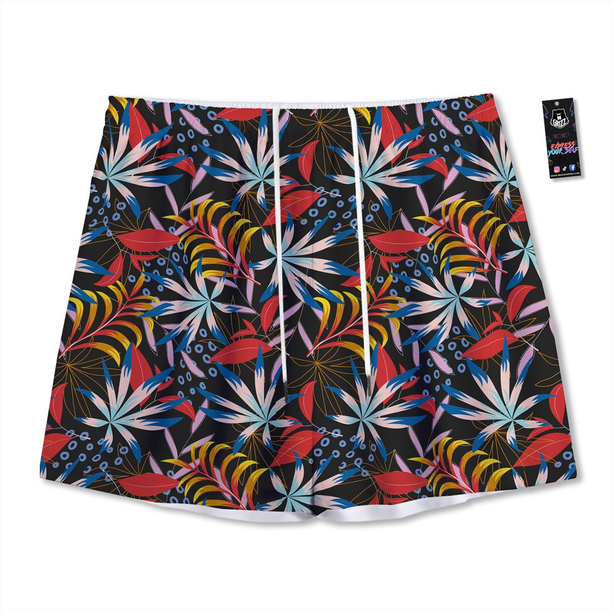 Tropical Floral Retro Hawaiian Print Pattern Mesh Shorts
