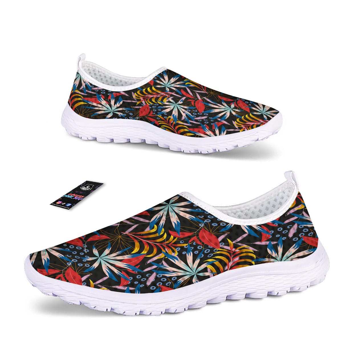 Tropical Floral Retro Hawaiian Print Pattern Nurse Shoes-grizzshop