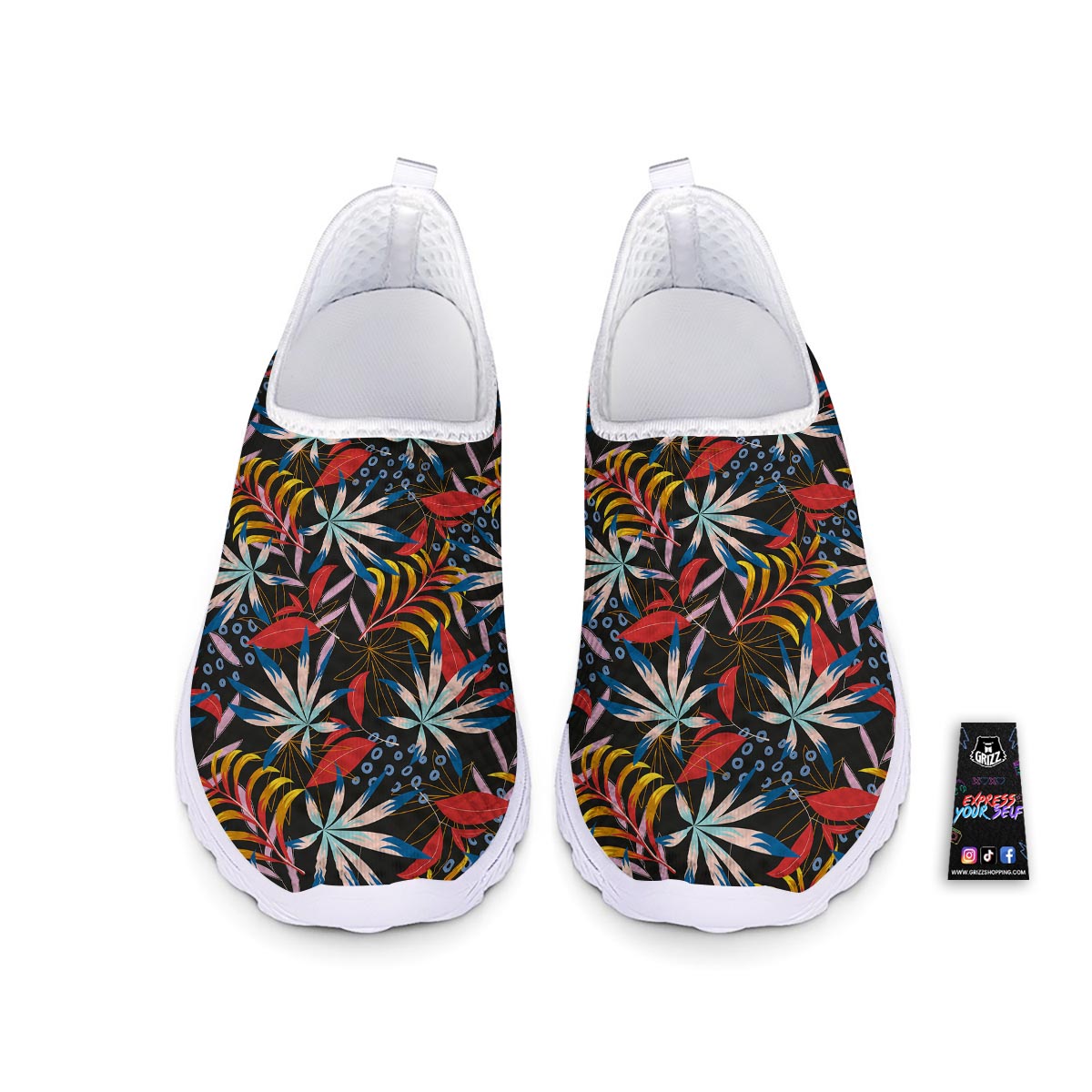 Tropical Floral Retro Hawaiian Print Pattern Nurse Shoes-grizzshop