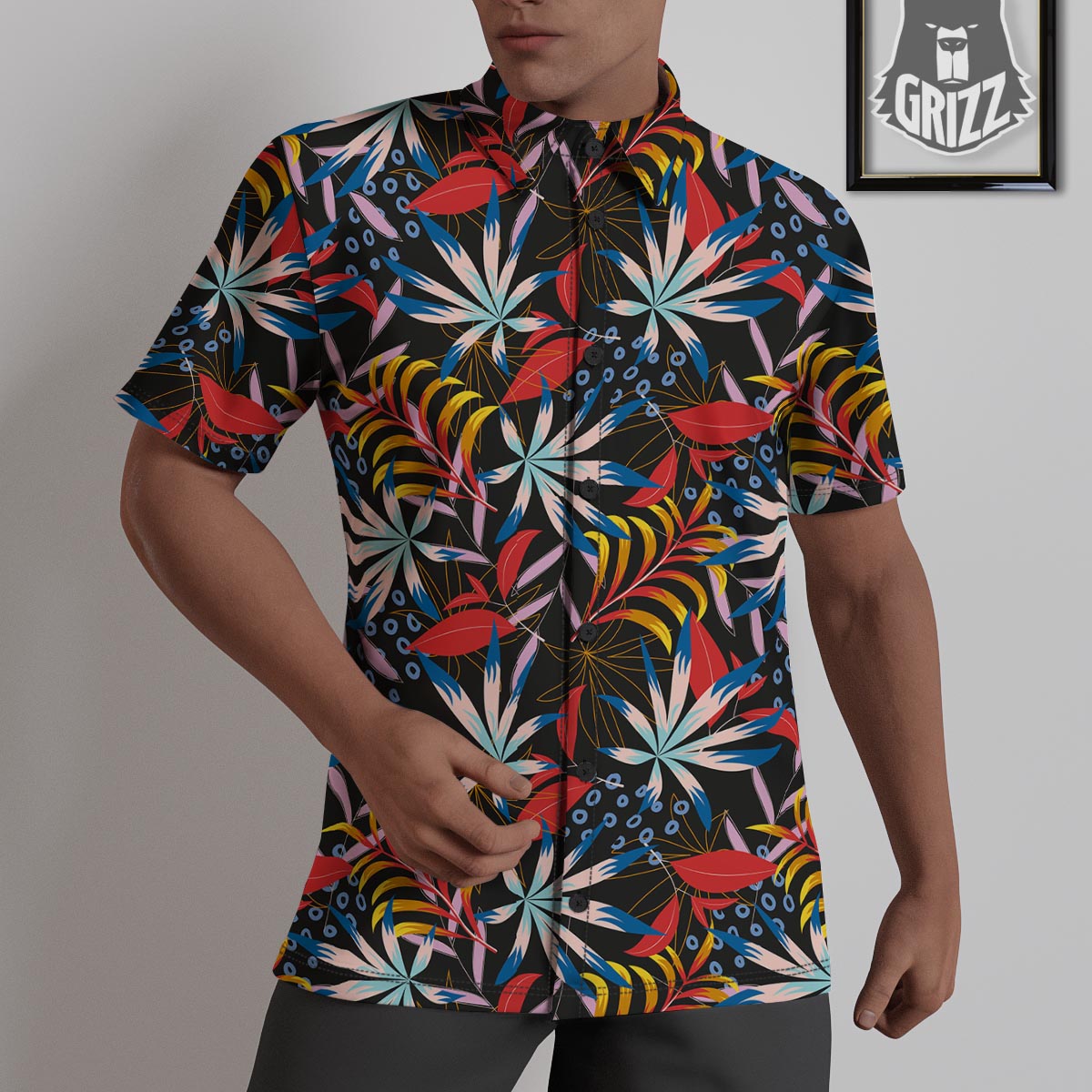 Tropical Floral Retro Hawaiian Print Pattern Untucked Shirts-grizzshop