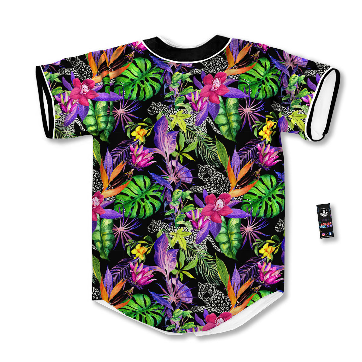 Tropical Flower Leaf Light Print Pattern Baseball Jersey-grizzshop