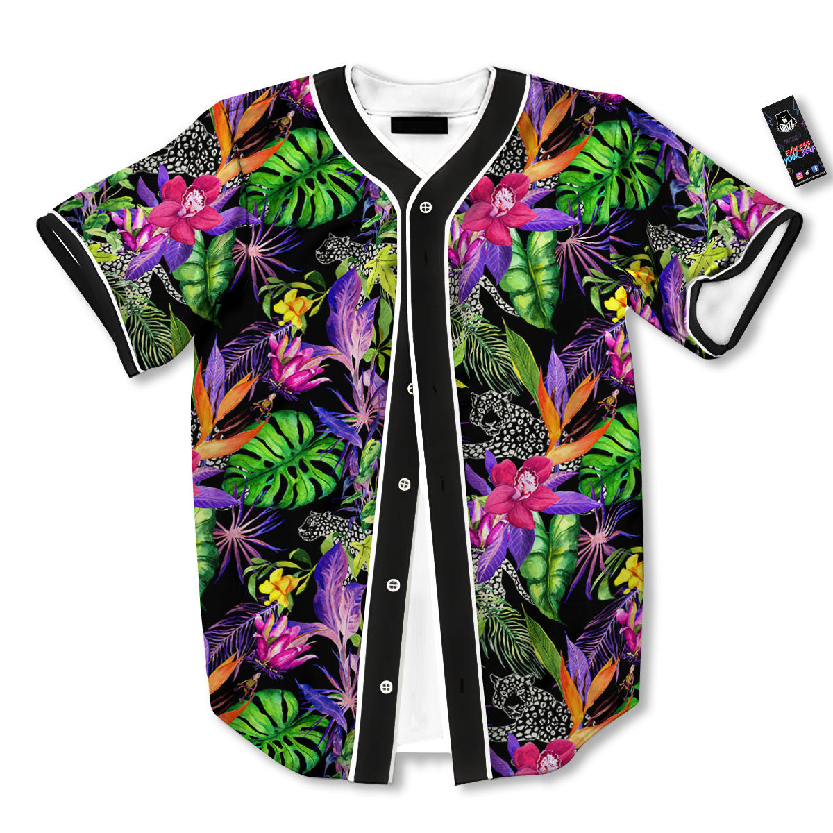 Tropical Flower Leaf Light Print Pattern Baseball Jersey-grizzshop