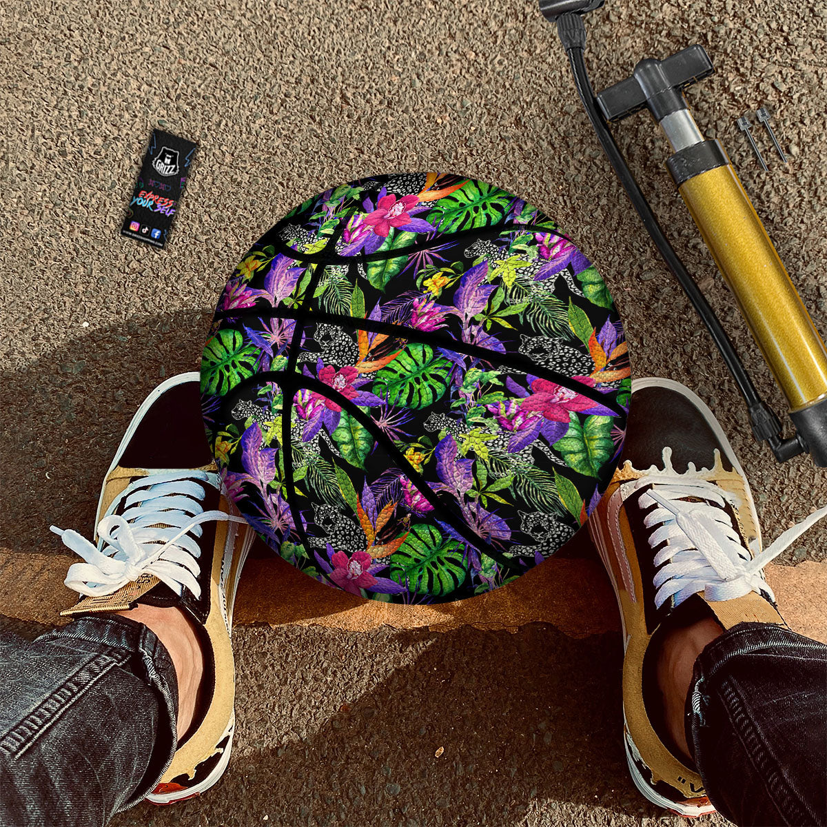Tropical Flower Leaf Light Print Pattern Basketball-grizzshop