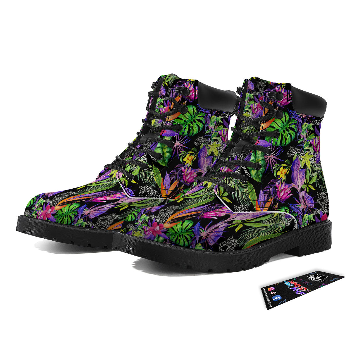 Tropical Flower Leaf Light Print Pattern Boots-grizzshop