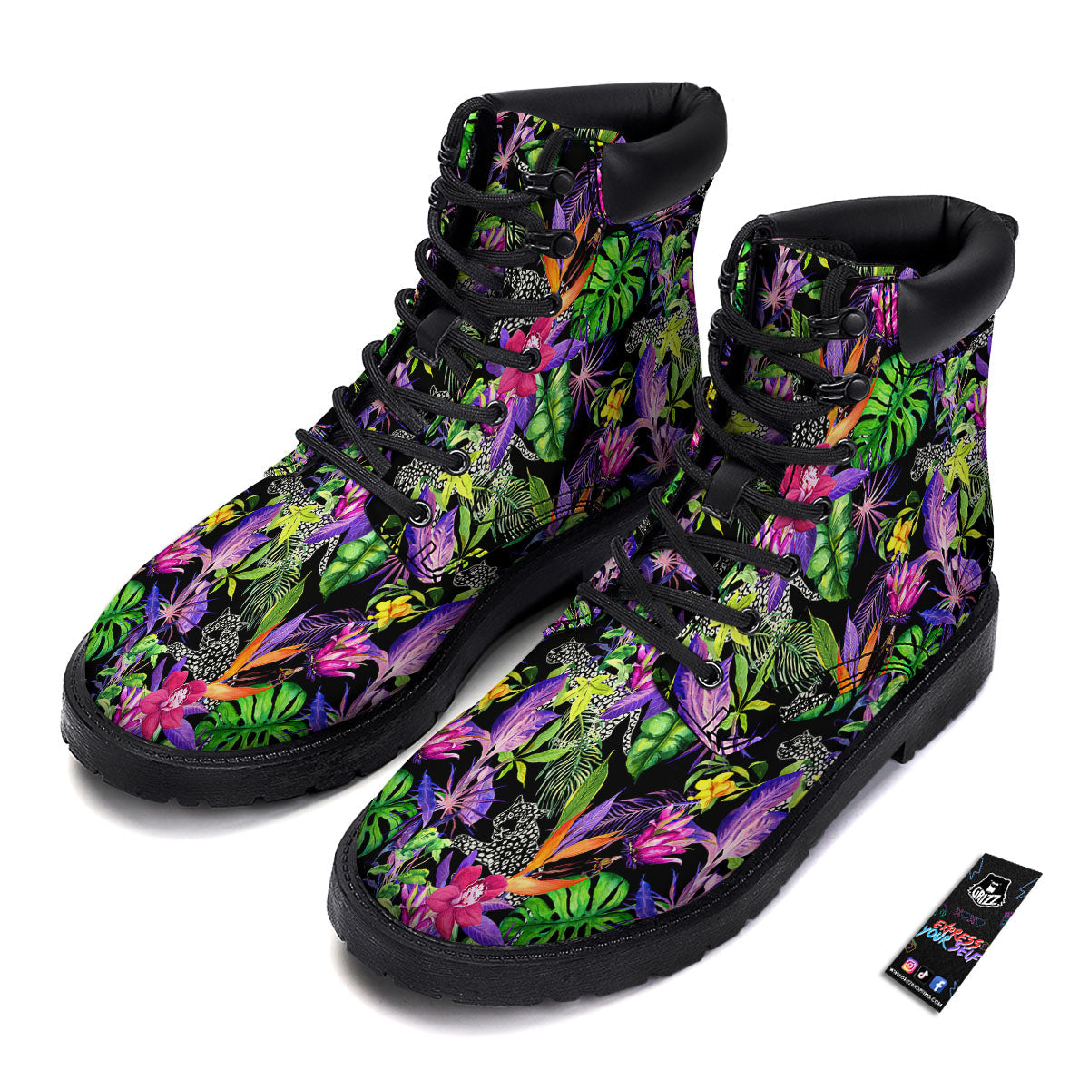 Tropical Flower Leaf Light Print Pattern Boots-grizzshop
