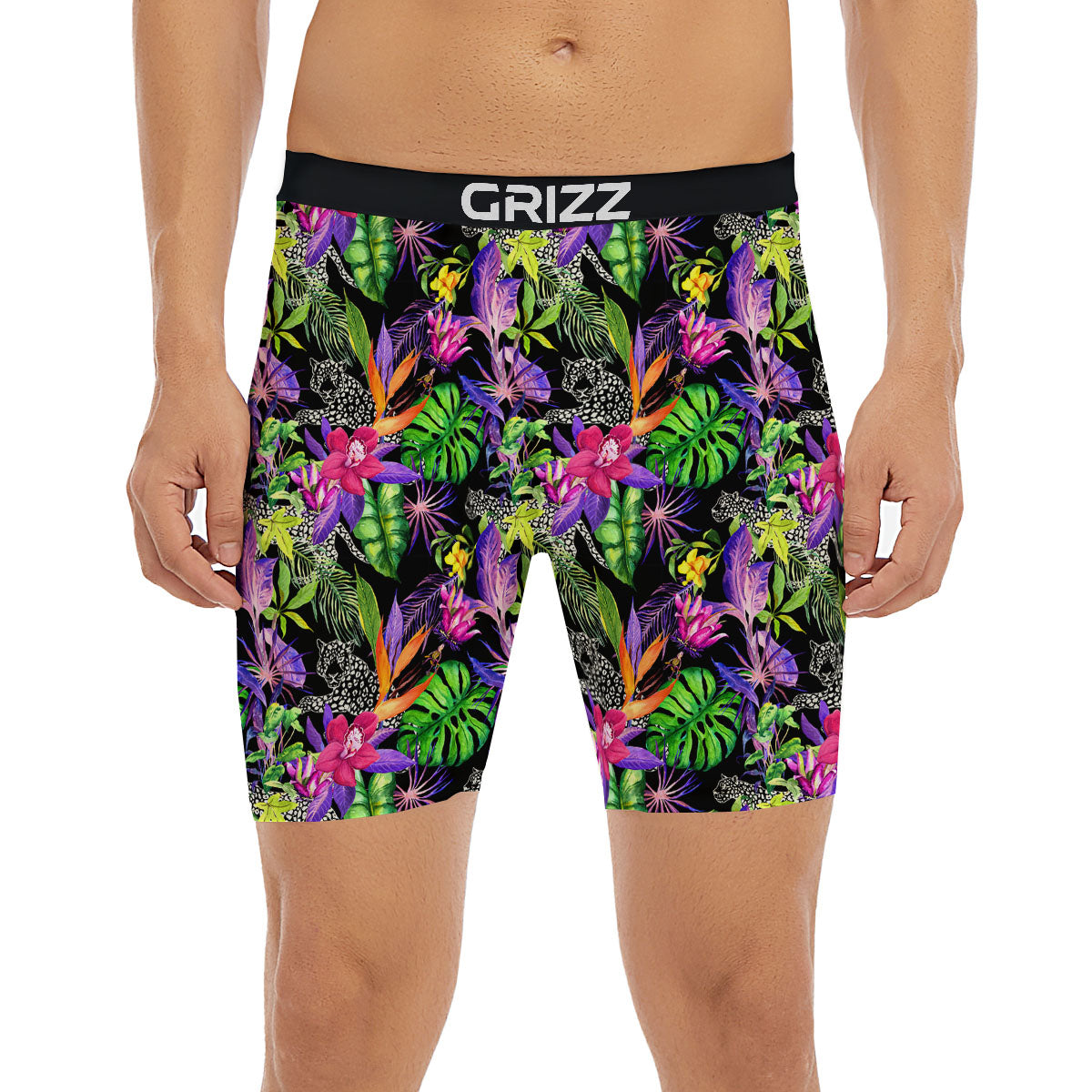 Tropical Flower Leaf Light Print Pattern Boxer Briefs-grizzshop