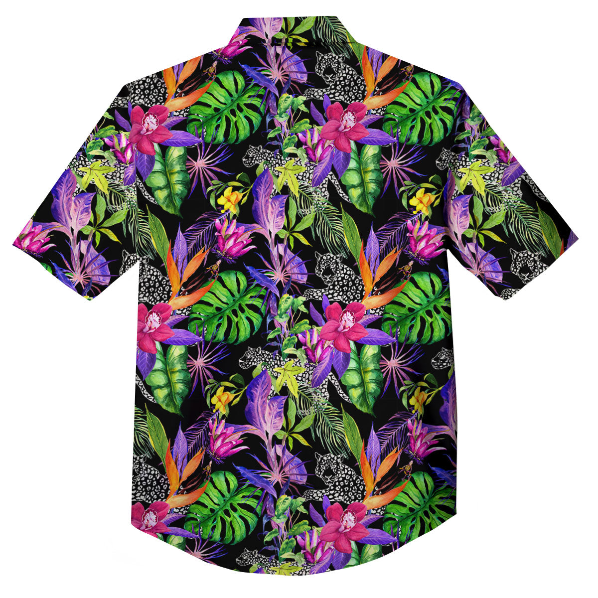 Tropical Flower Leaf Light Print Pattern Button Up Shirt-grizzshop