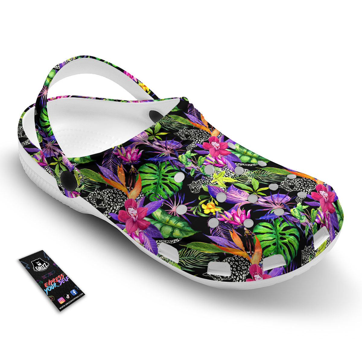 Tropical Flower Leaf Light Print Pattern Clog-grizzshop