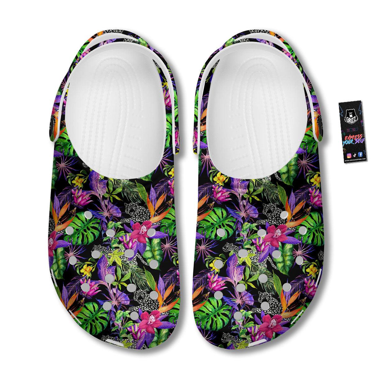 Tropical Flower Leaf Light Print Pattern Clog-grizzshop