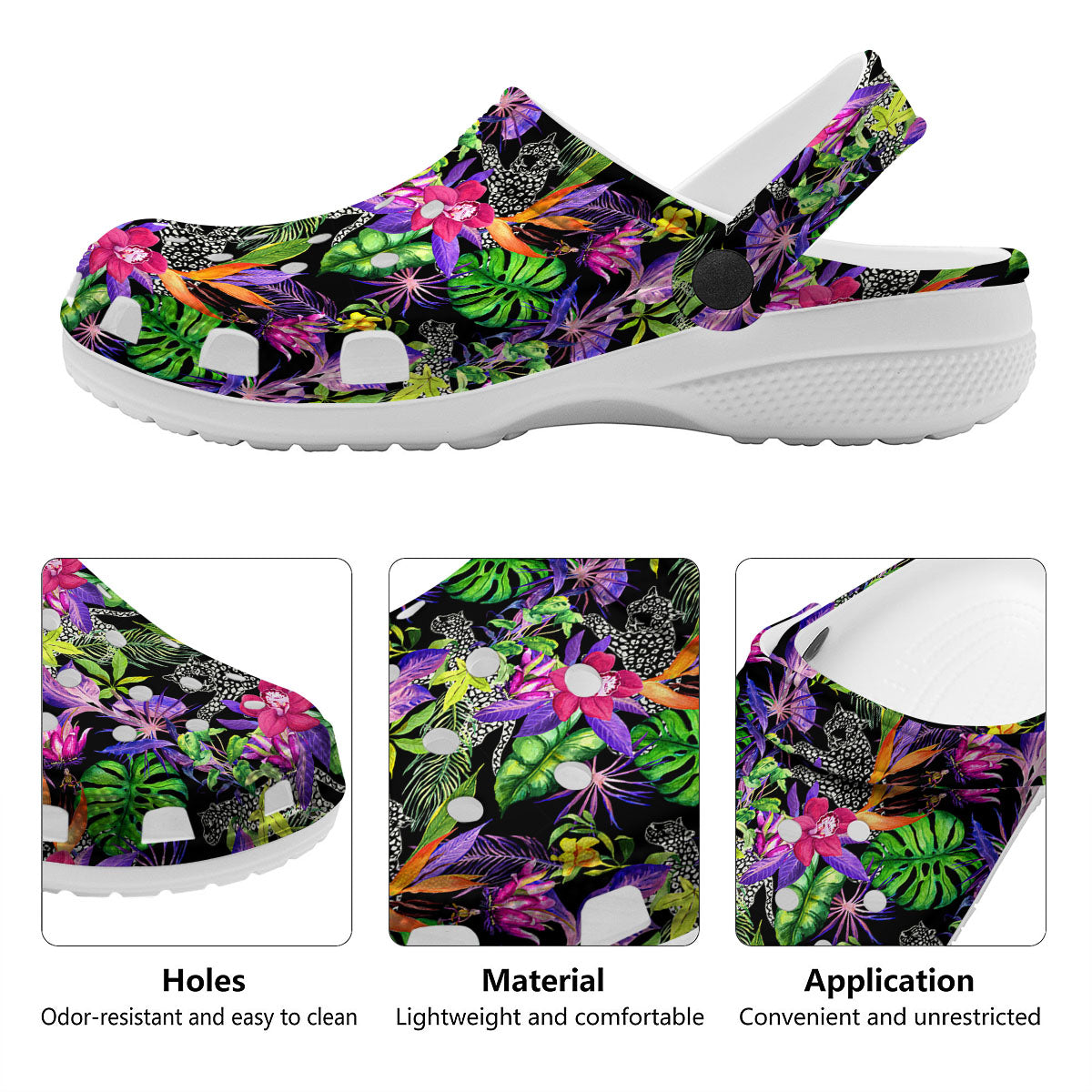 Tropical Flower Leaf Light Print Pattern Clog-grizzshop