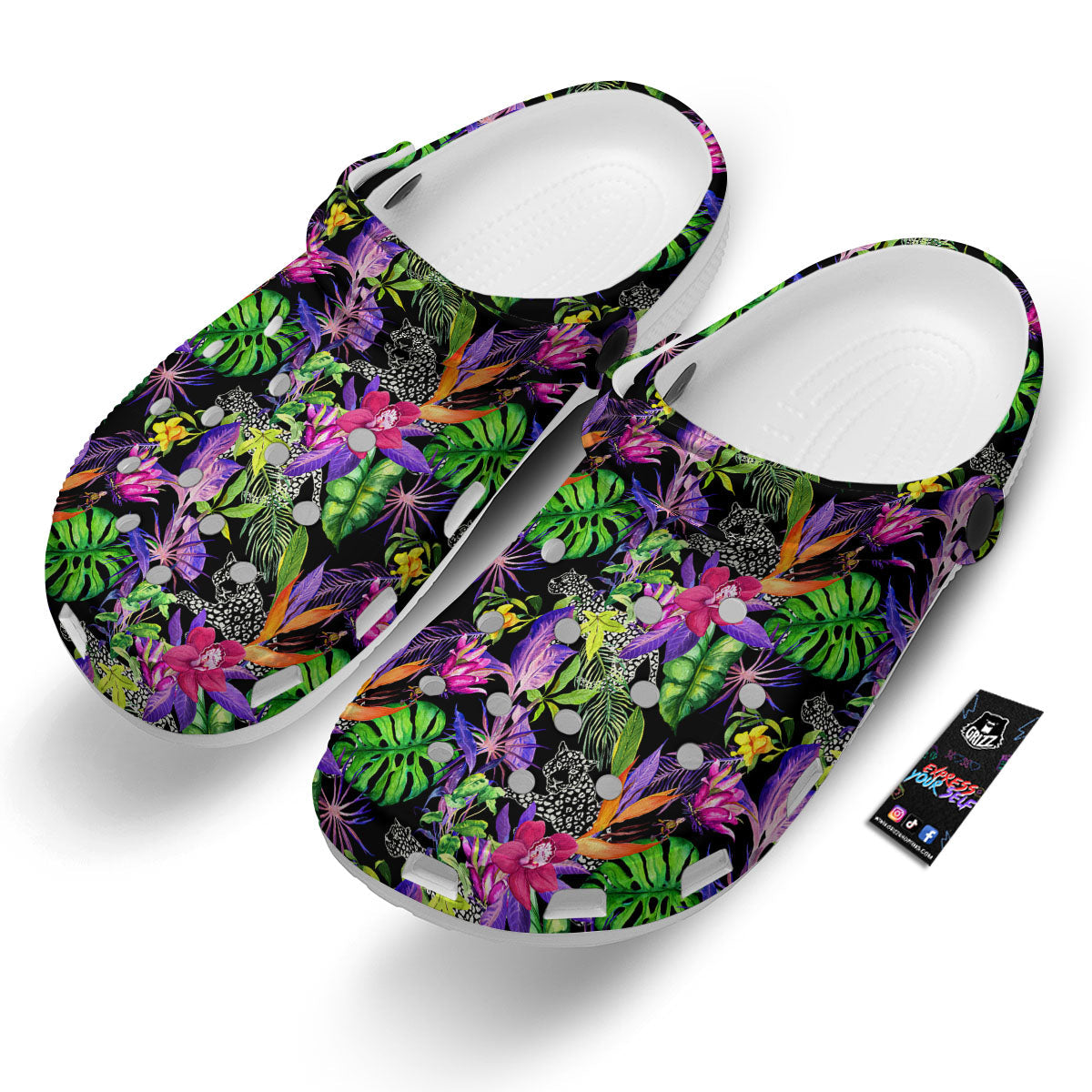 Tropical Flower Leaf Light Print Pattern Clog-grizzshop