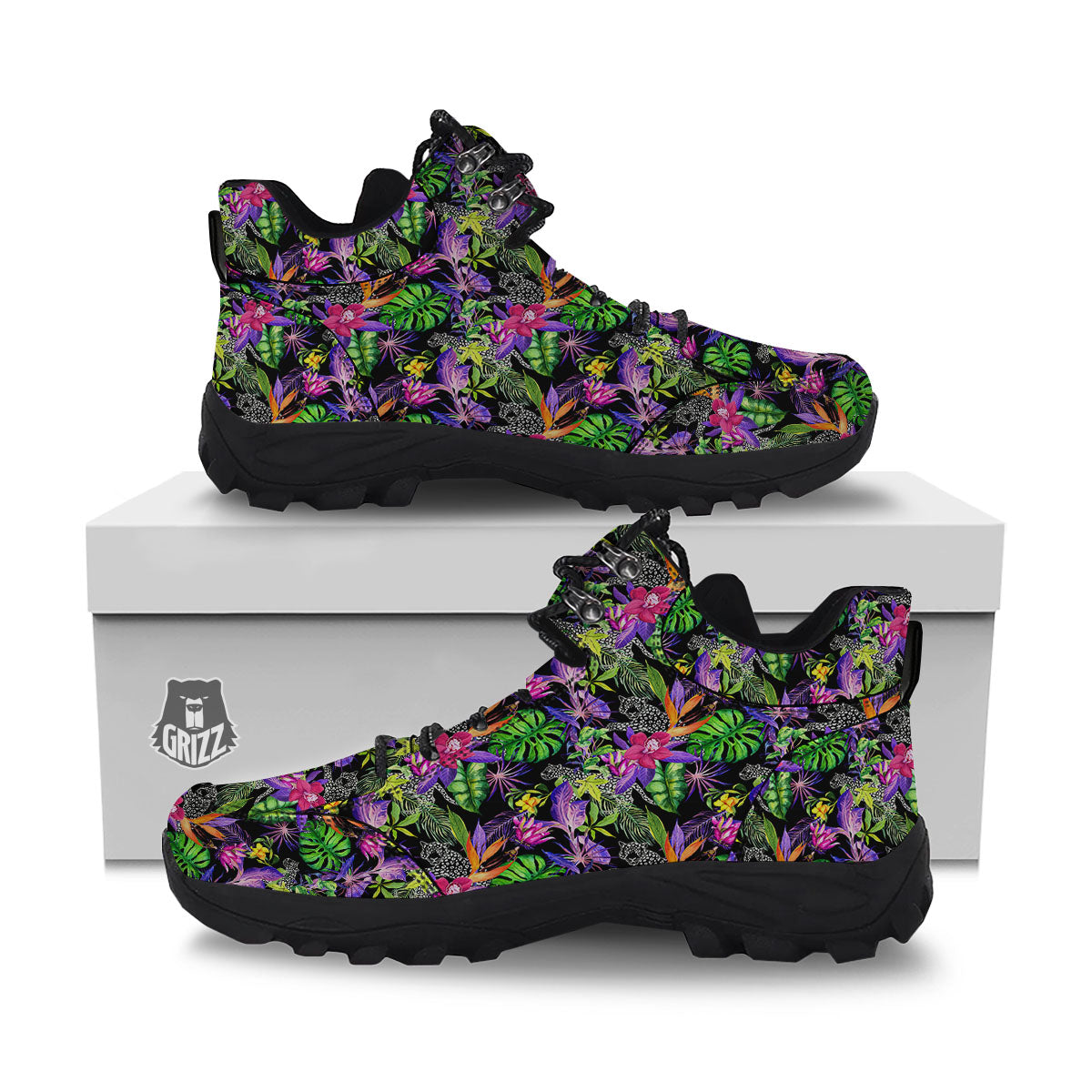 Tropical Flower Leaf Light Print Pattern Hiking Shoes-grizzshop