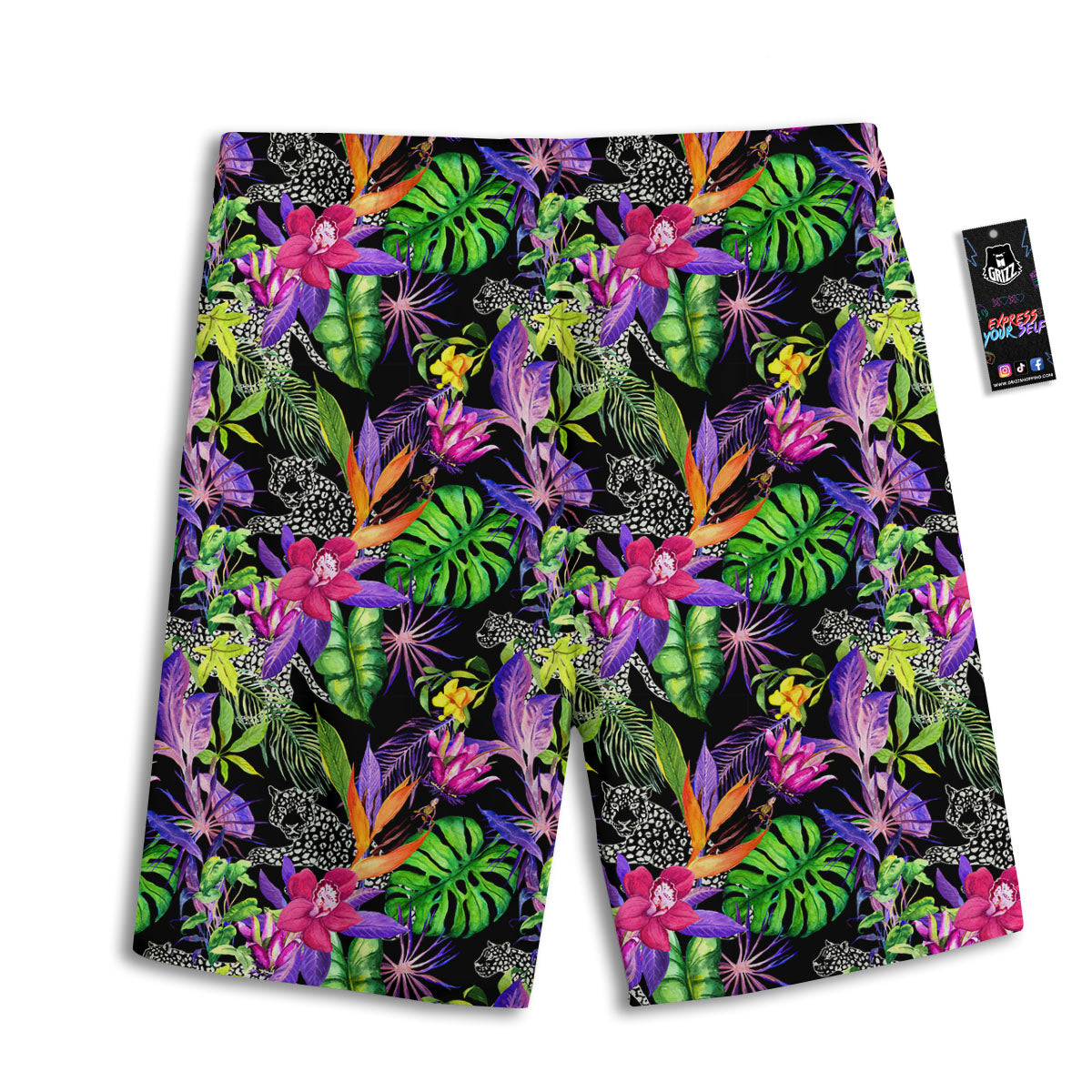 Tropical Flower Leaf Light Print Pattern Men's Athletic Shorts