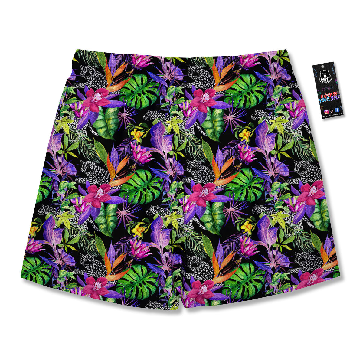 Tropical Flower Leaf Light Print Pattern Men's Running Shorts-grizzshop