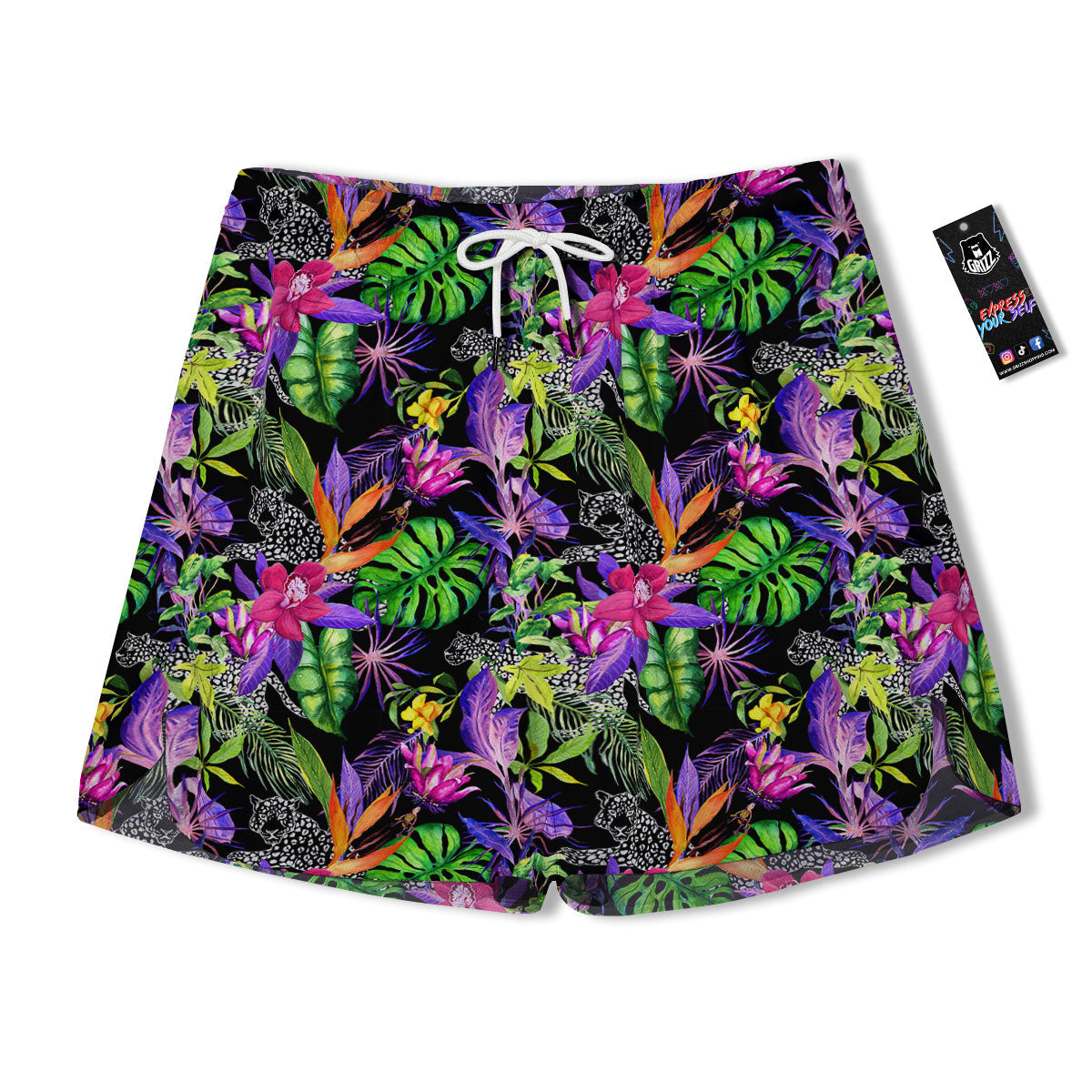 Tropical Flower Leaf Light Print Pattern Men's Running Shorts-grizzshop