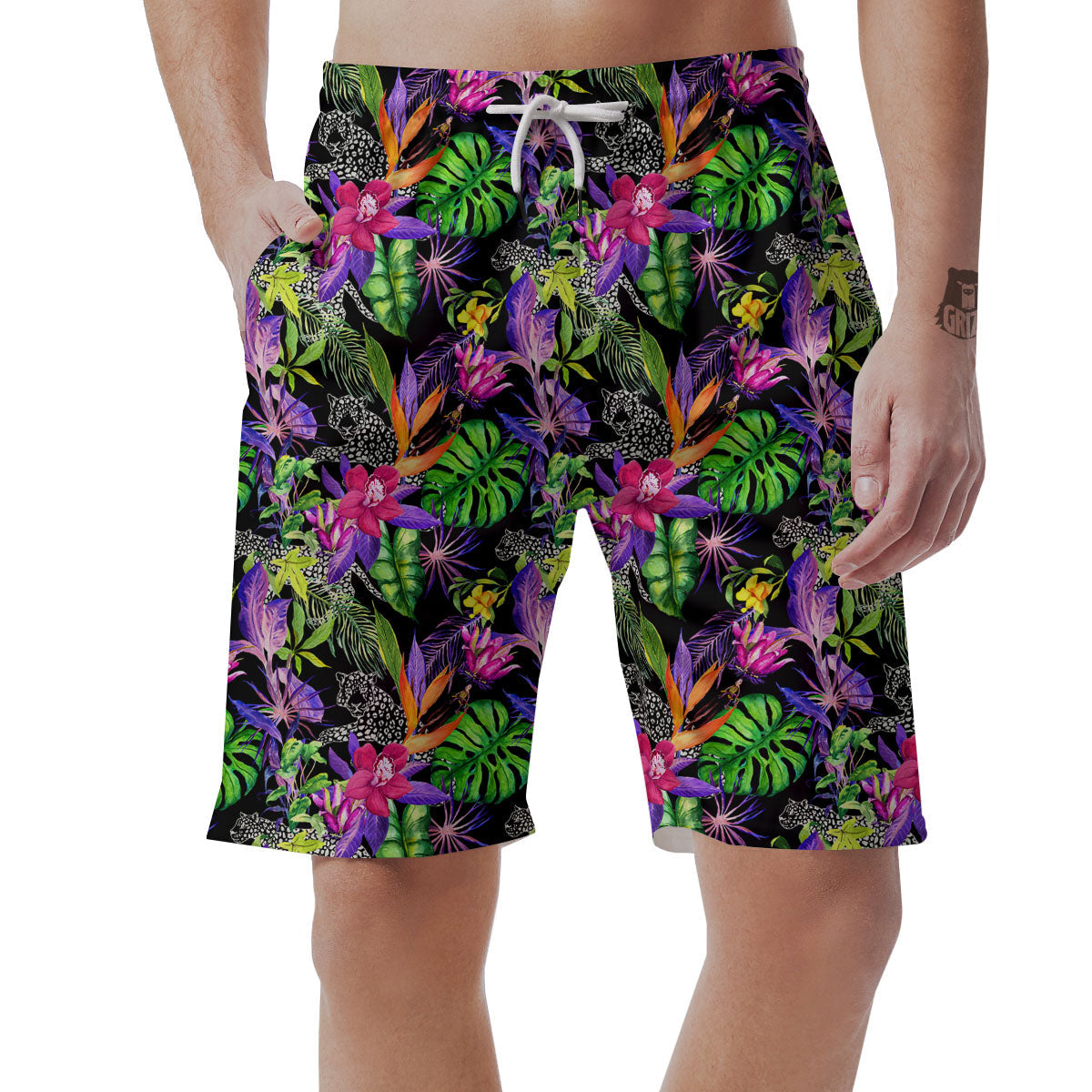 Tropical Flower Leaf Light Print Pattern Men's Shorts-grizzshop