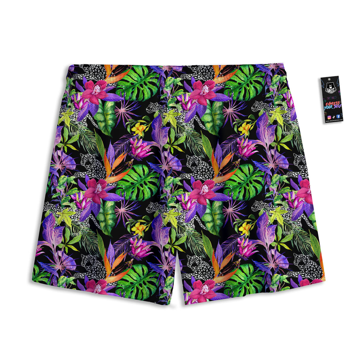 Tropical Flower Leaf Light Print Pattern Mesh Shorts