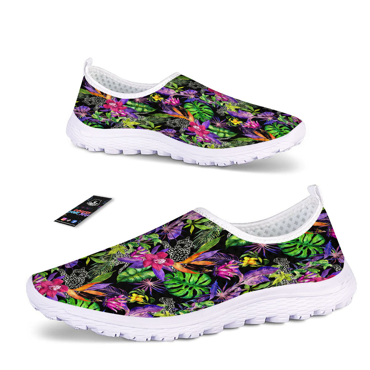 Tropical Flower Leaf Light Print Pattern Nurse Shoes-grizzshop