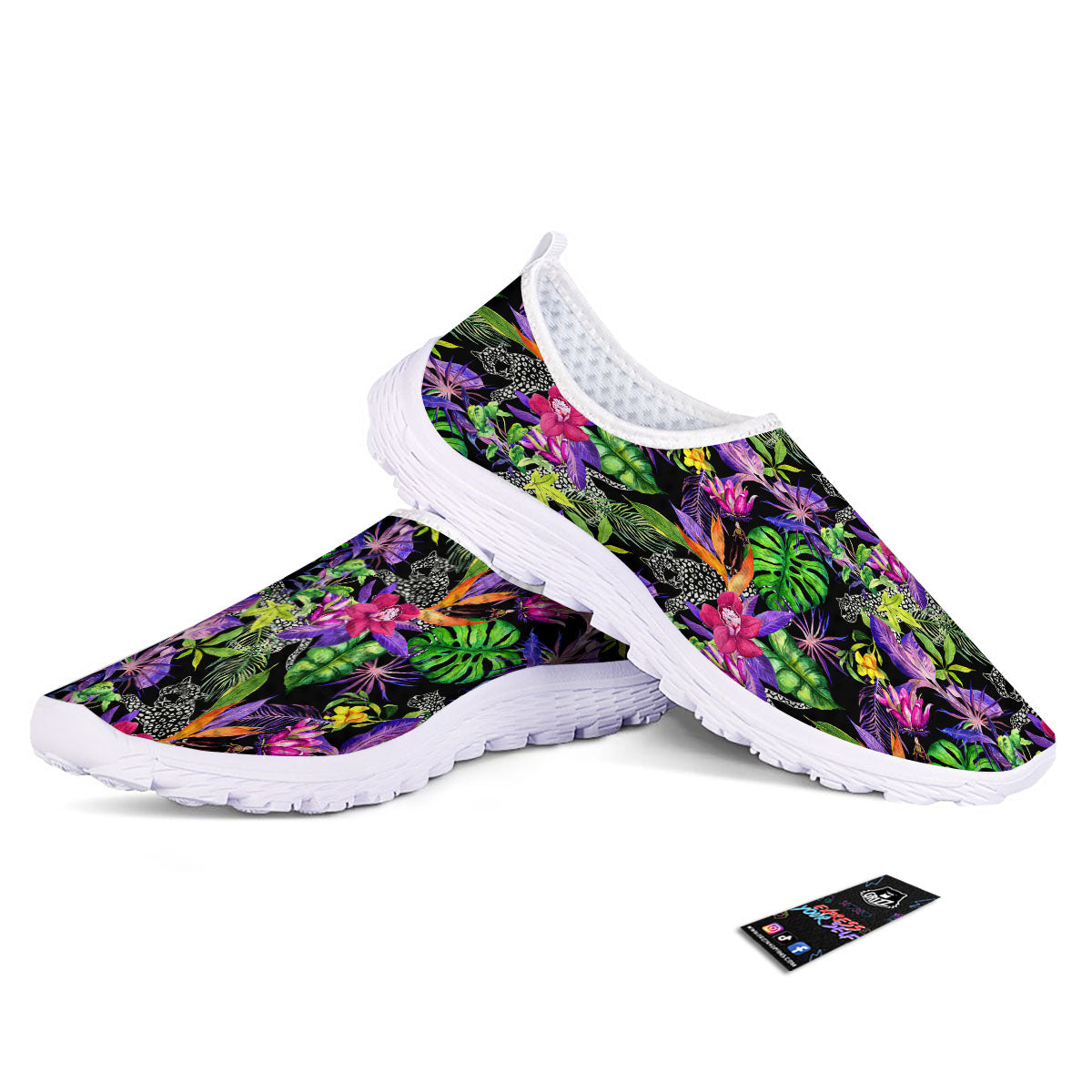 Tropical Flower Leaf Light Print Pattern Nurse Shoes-grizzshop