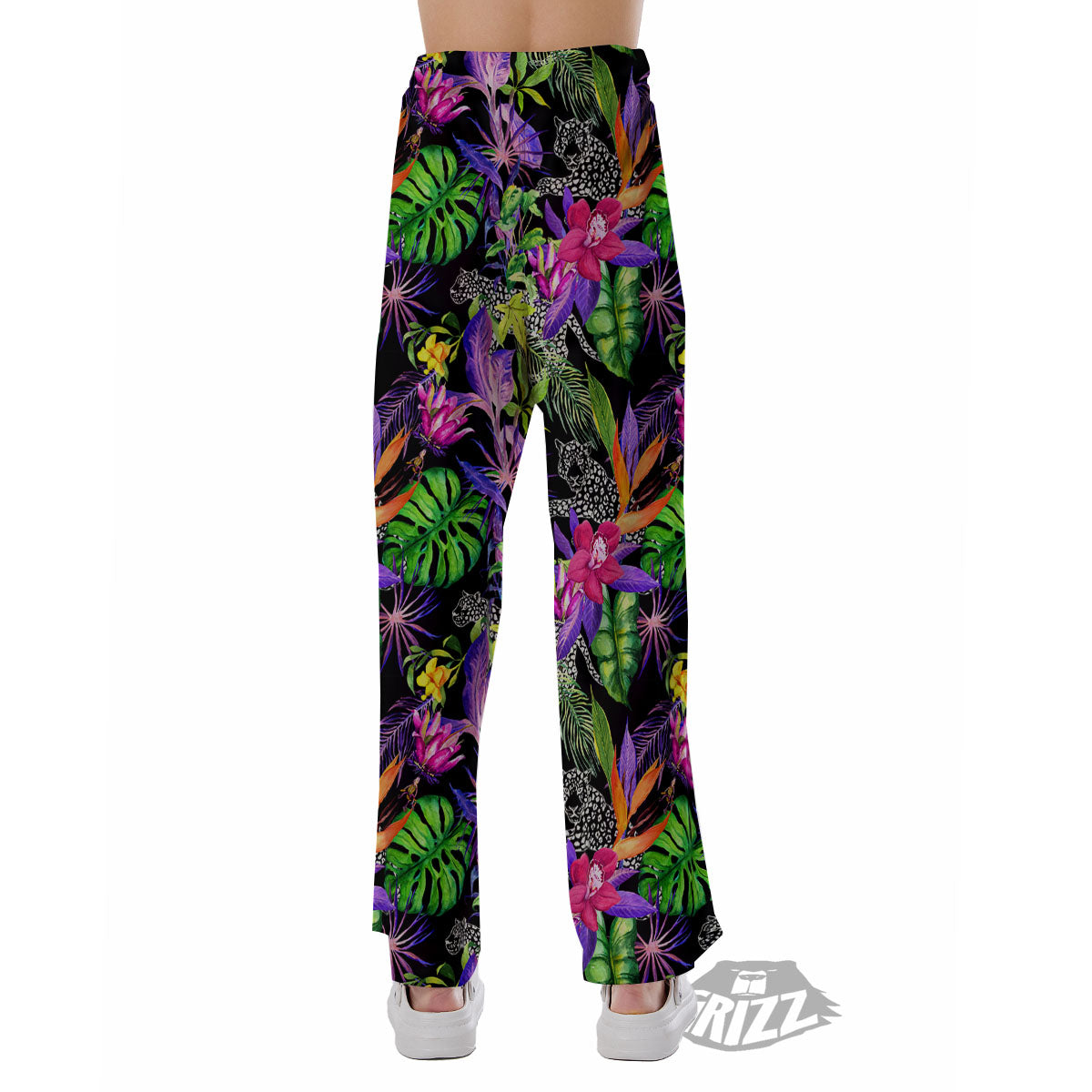 Tropical Flower Leaf Light Print Pattern Pajama Pants-grizzshop