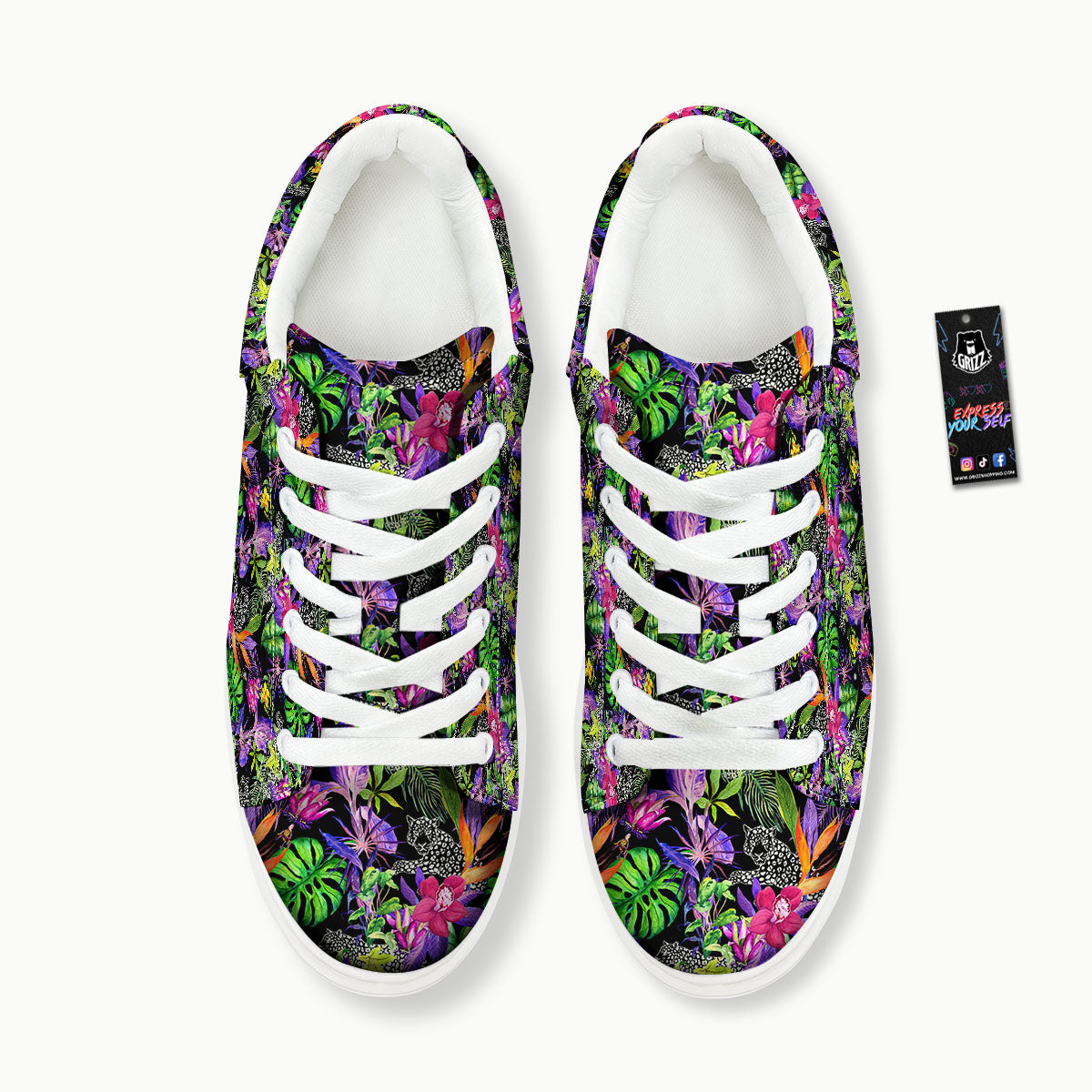 Tropical Flower Leaf Light Print Pattern Platform Shoes-grizzshop