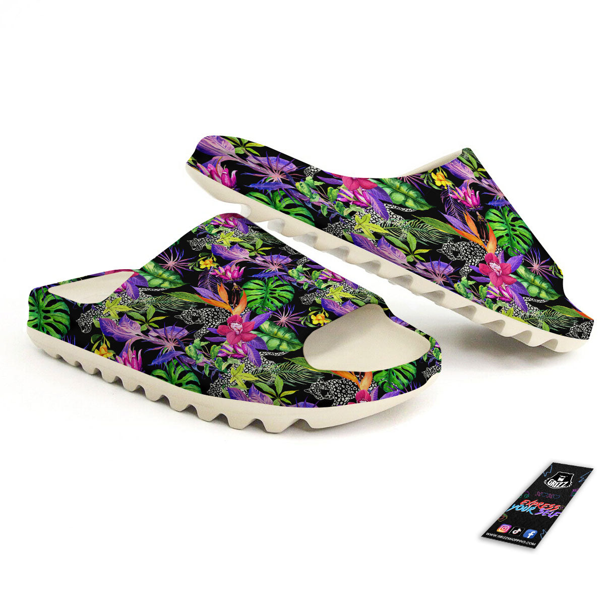 Tropical Flower Leaf Light Print Pattern Sandals-grizzshop