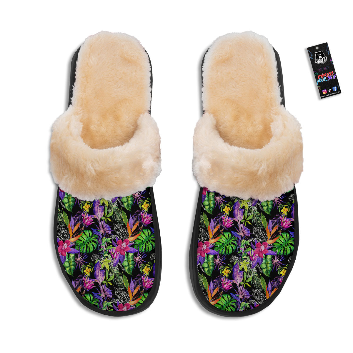 Tropical Flower Leaf Light Print Pattern Slippers-grizzshop
