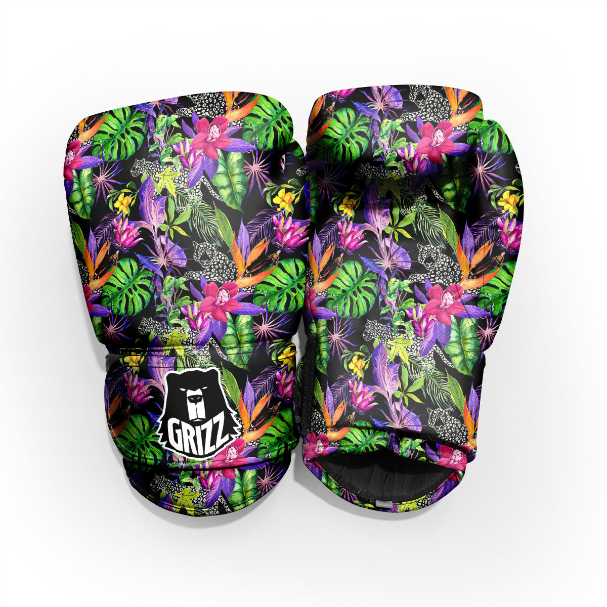 Tropical Flower Leaf Light Print Pattern Pro Boxing Glove