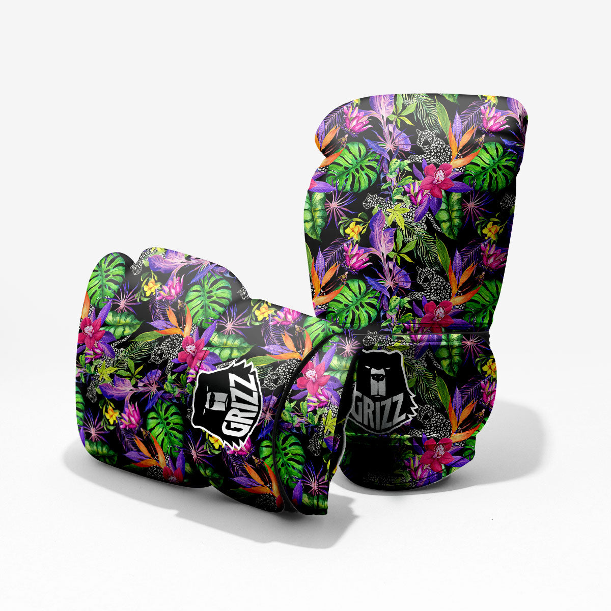 Tropical Flower Leaf Light Print Pattern Pro Boxing Glove