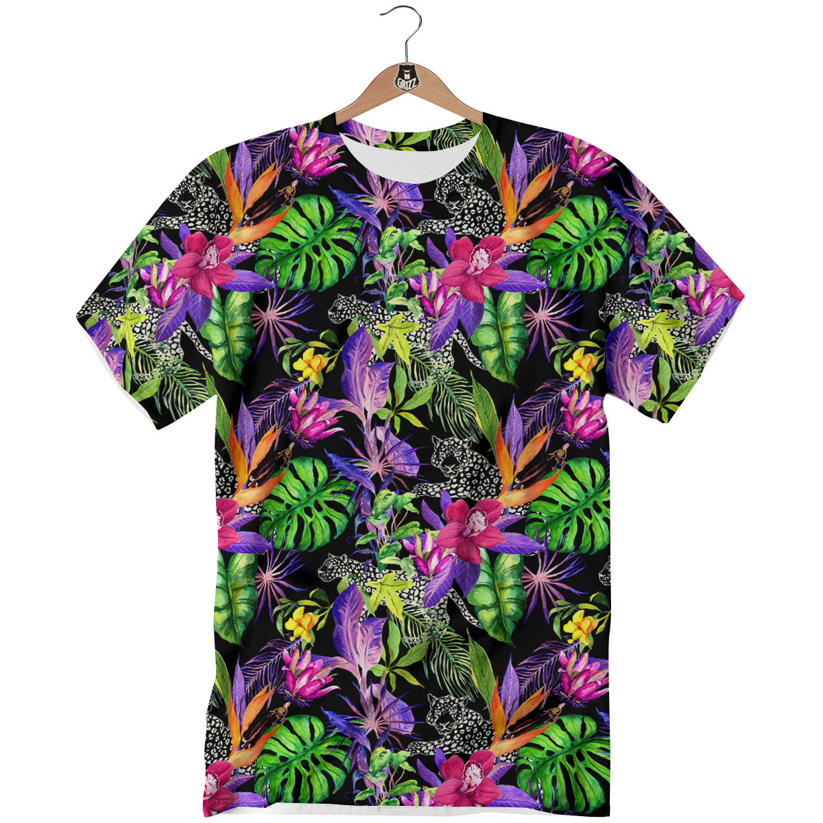 Tropical Flower Leaf Light Print Pattern T-Shirt-grizzshop