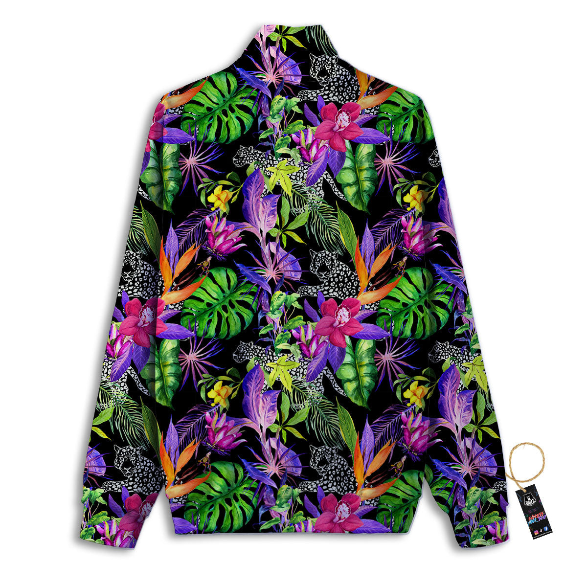 Tropical Flower Leaf Light Print Pattern Track Jacket-grizzshop