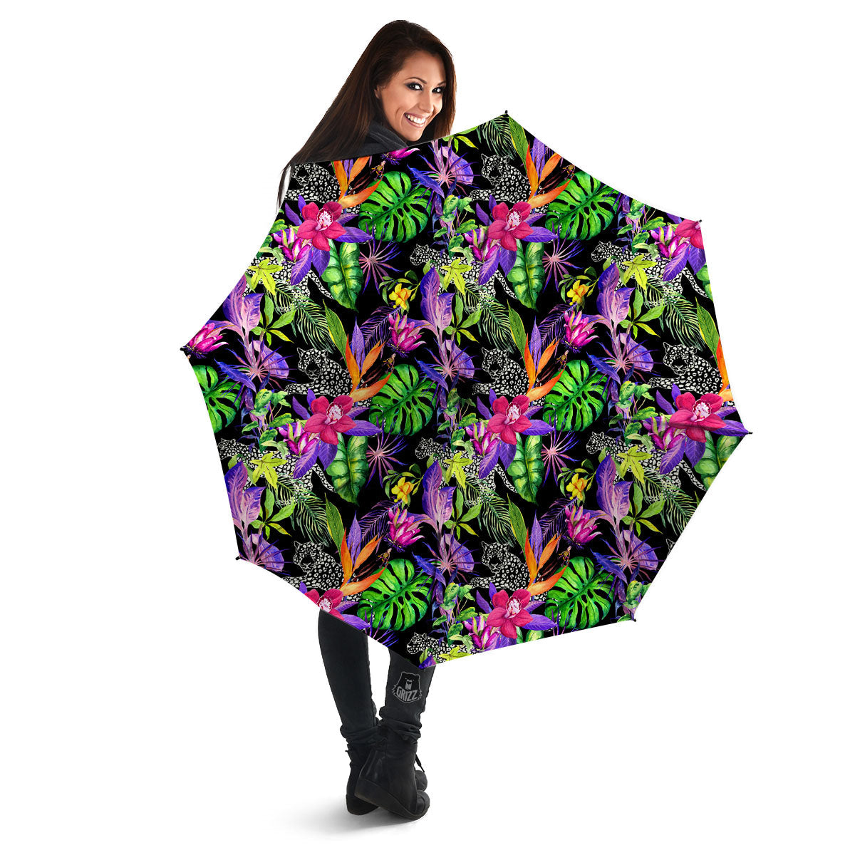 Tropical Flower Leaf Light Print Pattern Umbrella-grizzshop