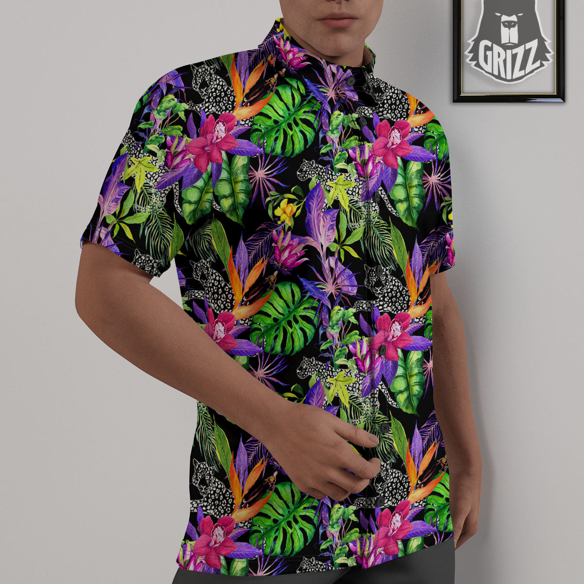 Tropical Flower Leaf Light Print Pattern Untucked Shirts-grizzshop
